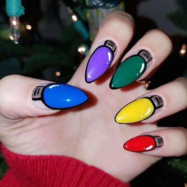 Christmas Lights Nails 1